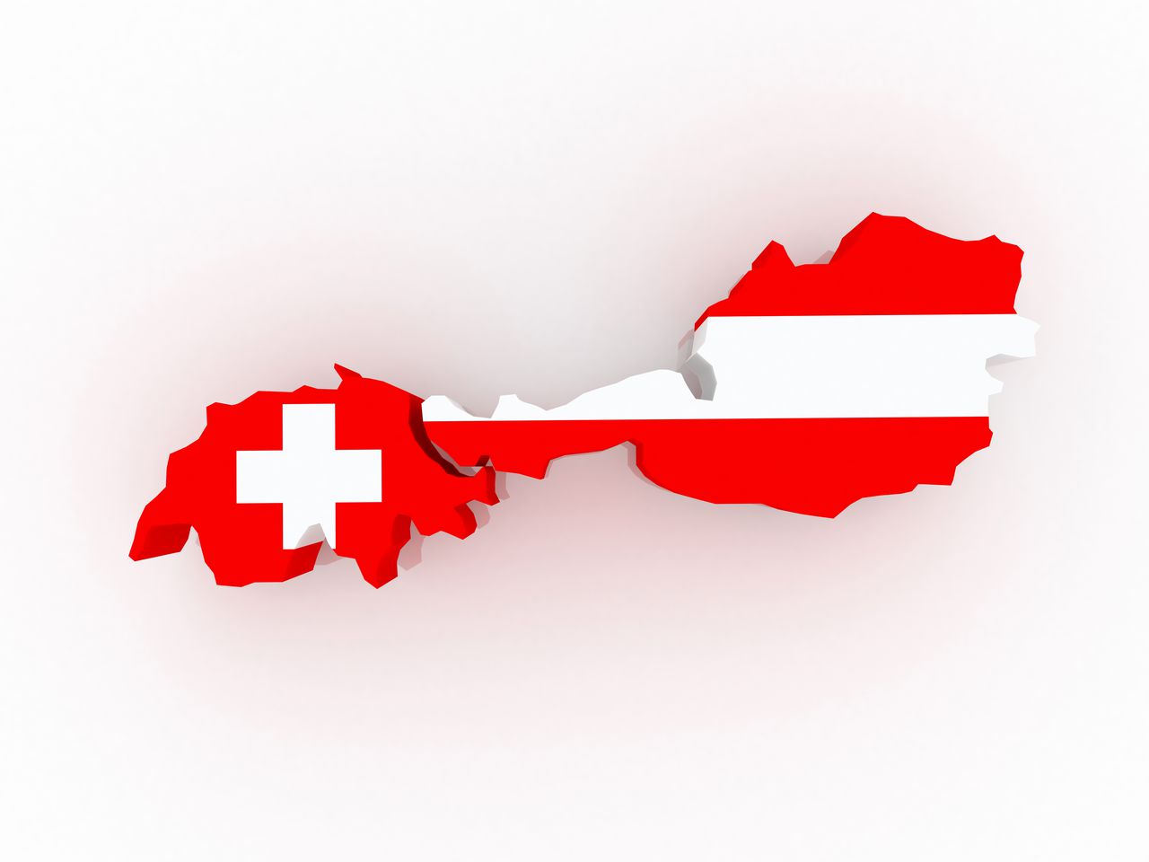 Karte Schweiz/Österreich jeweils in Landesfarben