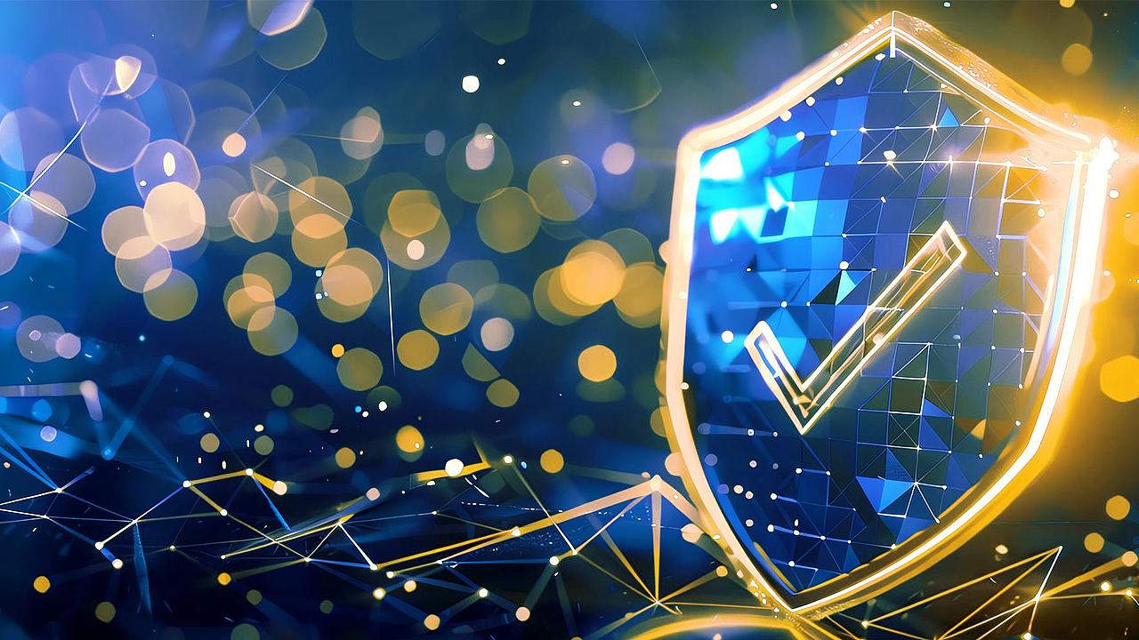Schutzschild vor digitalem Hintergrund