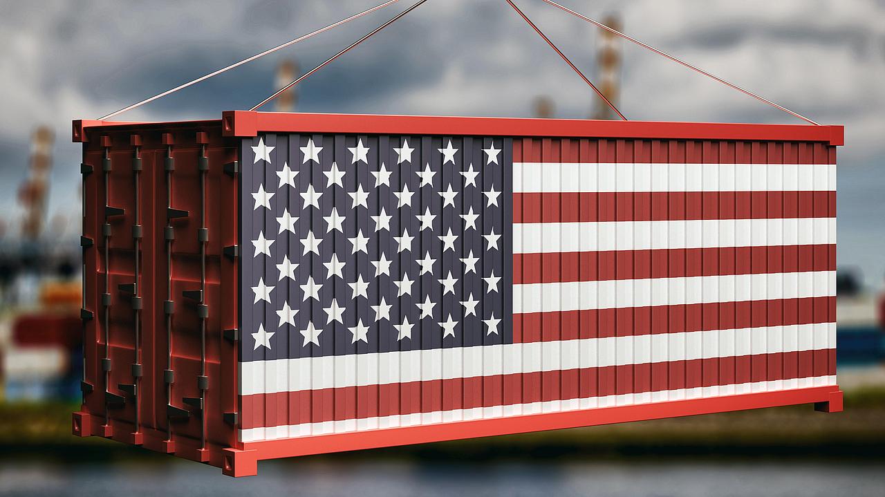 Container mit US-Flagge