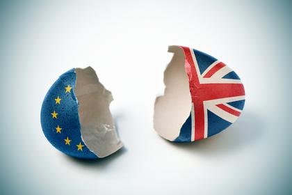 Zerschlagenes EU/Großbritannien-Ei