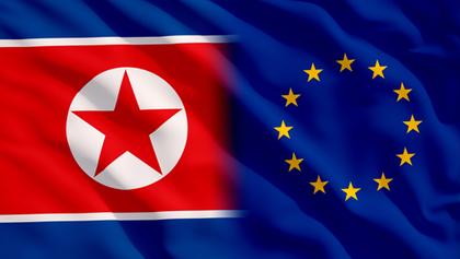 Kombinierte Flagge Nordkorea/EU