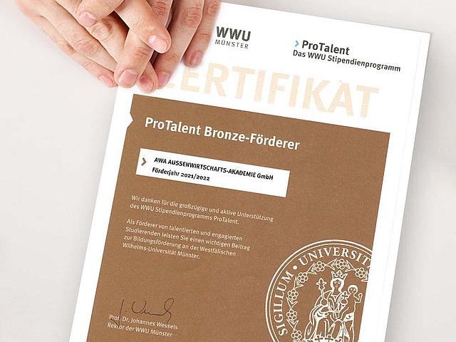 Zertifikat "ProTalent Bronze-Förderer"